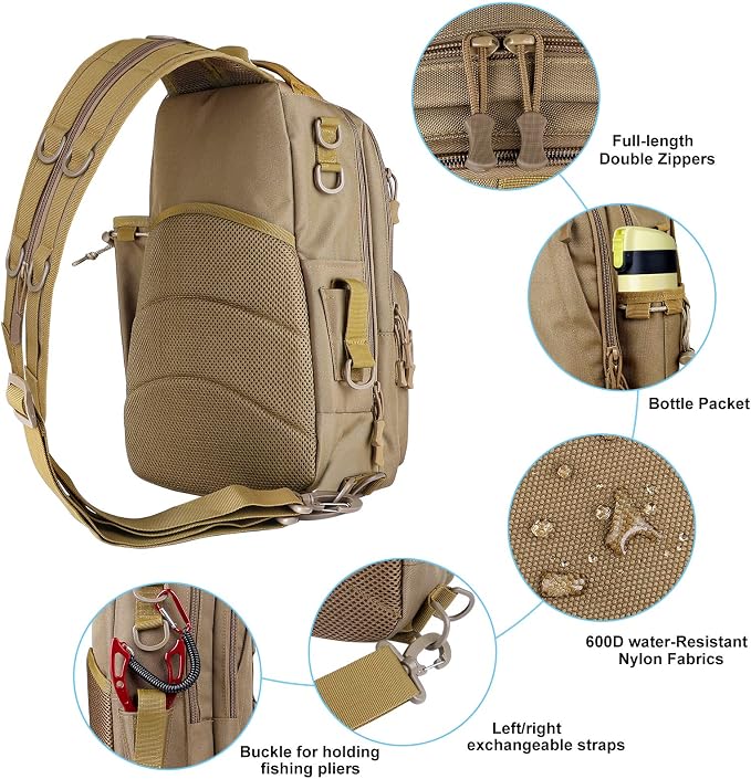 PLUSINNO Fishing Backpack Tackle Bag, Water-Resistant Backpack with Rod Holder, Ideal Gifts for Men