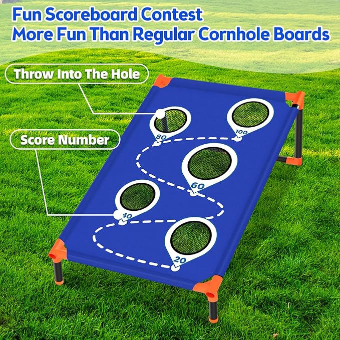 NZQXJXZ Portable Cornhole Board Set with 8 Bean Bags Corn Hole Toss Game Cornhole Games for Indoor and Outdoor Parties, Ideal for Kids, Adults, Camping Travel,Parties,Beach, Yard