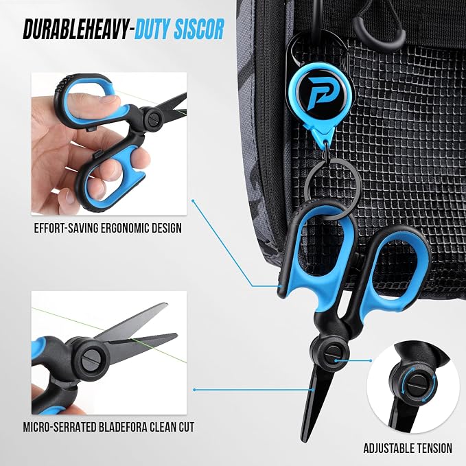 PLUSINNO 9PCS Fishing Gear, Fishing Tools with Tools Bag, Fishing Accessories, Corrosion Resistant Fishing Pliers Kit, Fishing Knife, Fish Lip Gripper, Fishing Scale, Towel, Fishing Gifts for Men