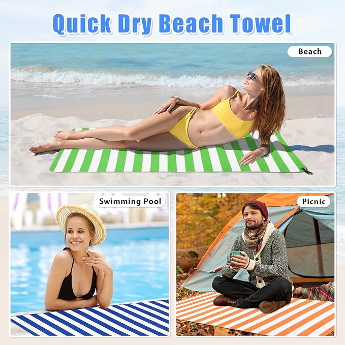 Sfee 2 in 1 Microfiber Beach Towel, Quick Dry Towel Camping Towel Travel Towel Super Absorbent Compact Lightweight Sports Gym Towels Set for Beach, Gym, Hiking, Pool, Backpacking, Bath, Yoga