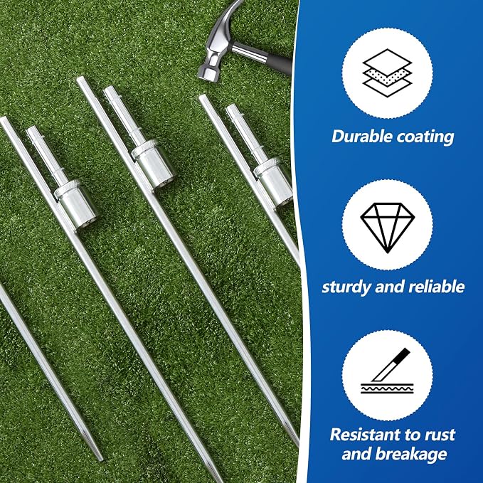 Pelopy Feather Flag Ground Spike Ground Stake Flag Base Heavy Duty Flags Pole Holder for Outdoor Banner Stakes Fits Poles with 0.65 Inch Inner Diameter, Stake Only(1 Pcs,24 Inch)