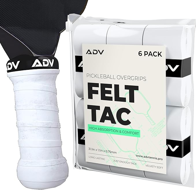 ADV Felttac Pickleball Grip Tape - 3, 6, 12, 30 Pack - Soft, Very Durable, Sweat Absorbing Pickleball Overgrip Tape - Dry & Comfortable Pickleball Paddle Grip Tape - Easy to Use & Easy to Install