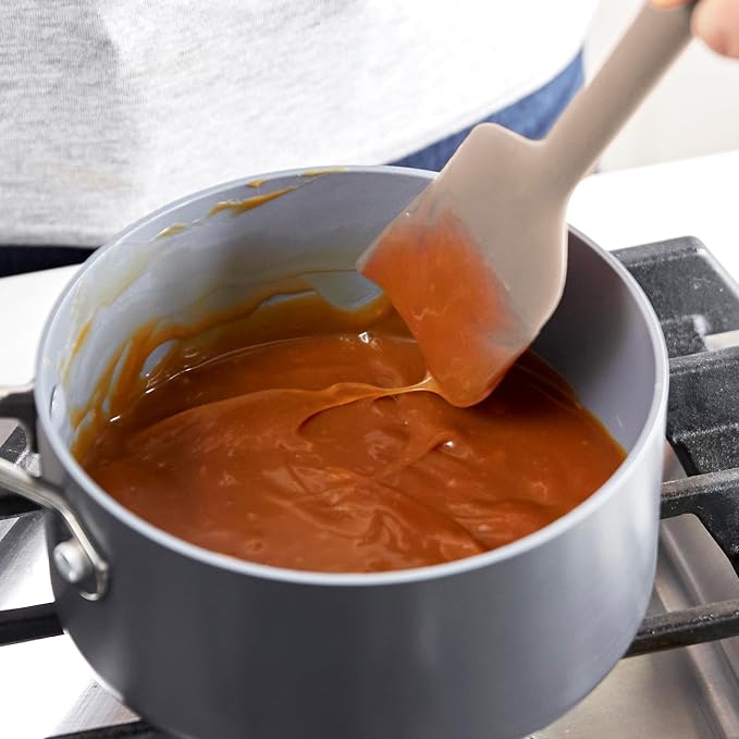 GreenPan Silicone Mixing Spatula, Scraping Baking Cooking Kitchen Utensil, Flexible Rubber Nonstick Cookware, Rigid Steel Core, Heat-Resistant, Anti-Slip Handle, BPA-Free, Dishwasher Safe, Taupe