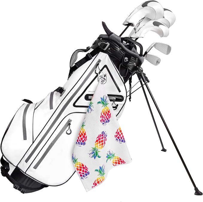 Golf Towel Gift for Golf Bags with Clip for Men & Women, Waffle Weave Microfiber Towel with Industrial Strength Clip Hook for Strong Hold to Golf Carts or Clubs, Set of 6