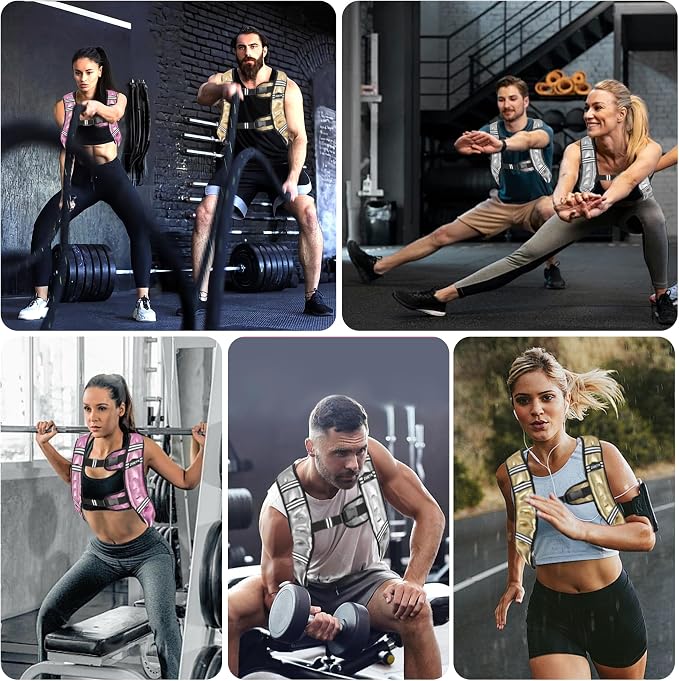 ZUETK Weighted Vest, 6lb/8lb/12lb/16lb/20lb/25lb/30lb Weight Vest with Reflective Stripe, Weighted Vest for Men Women Workout Equipment for Strength Training, Running, Jogging, Fitness, Weight Loss