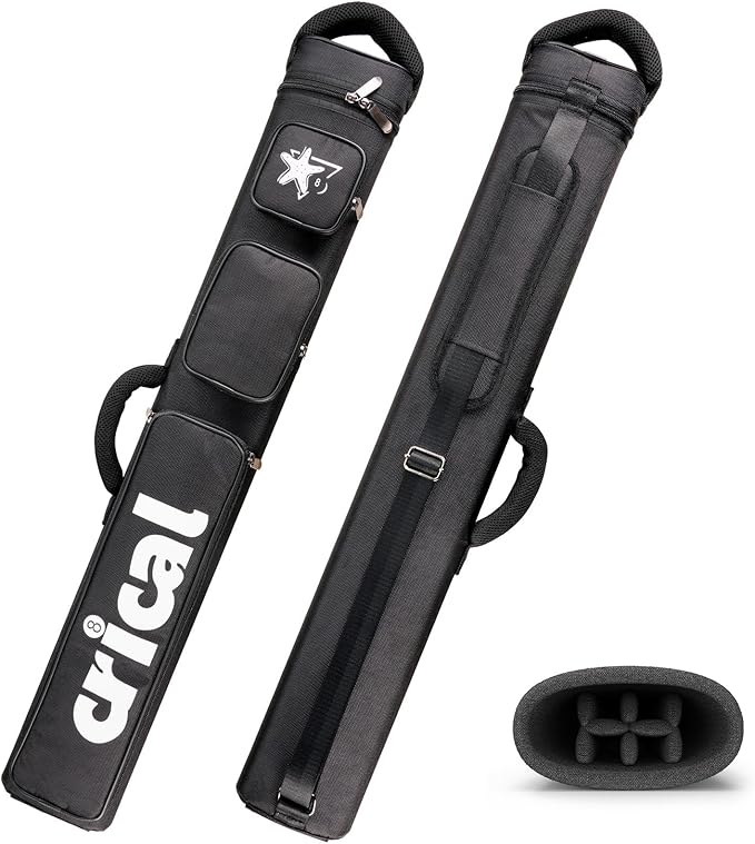 CRICAL Pool Cue Case 2x4 Hard Pool Stick Case Holds 2 Butts and 4 Shafts for Adults Billiard Cue Case with Soft Shoulder Straps