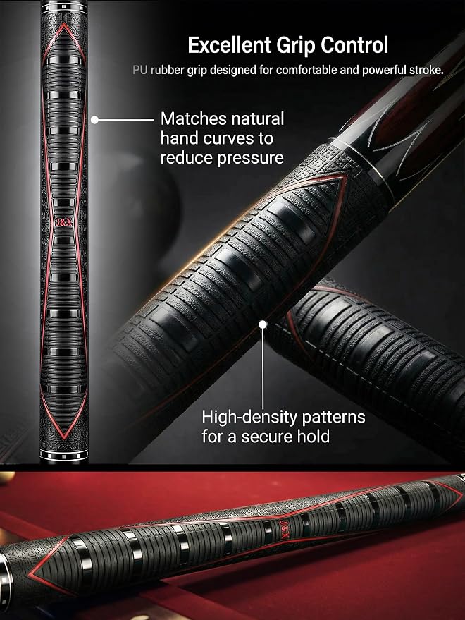Tai ba cues 2-Piece Pool Stick with 1x1 Case, PU Rubber Grip, 13mm Multilayer Leather Tip, 58", Hardwood Canadian Maple Professional Billiard Pool Cue Stick 19-21 Oz