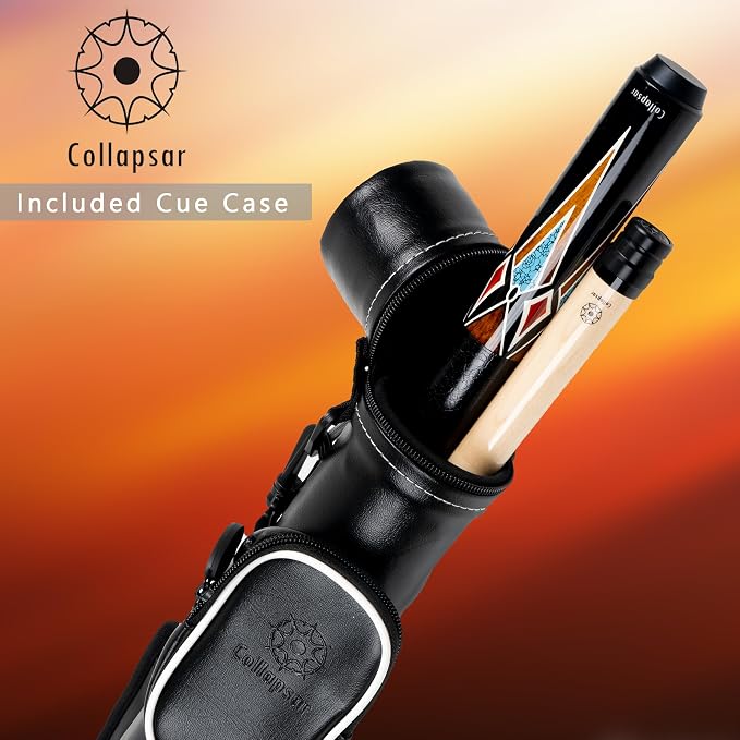 Collapsar CA Pool Stick with 1X1 Hard Case,58" Maple Professional Billiard Cue Stick,19-21 oz Pool Cue Set
