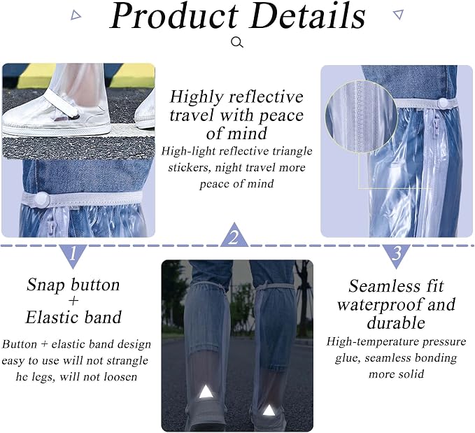 SooGree Waterproof Rain Shoe Covers Men Reusable Foldable Rain Snow Boot Shoe Covers with Reflector Non Slip Shoe Protector for Raining Day,Cycling,Gardening,Fishing,Hiking, Farming