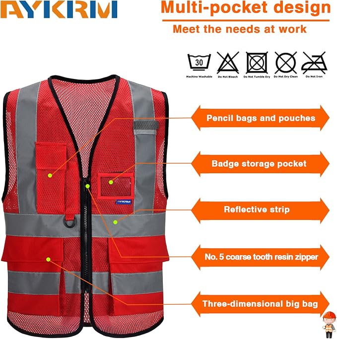 A-SAFETY Red mesh amazon vest