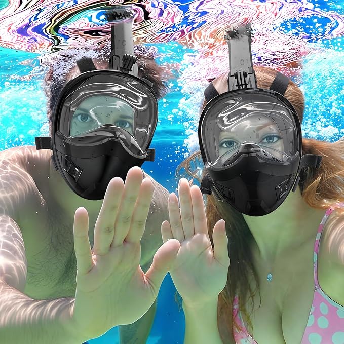 Full Face Snorkel Mask, Snorkeling Gear for Adults Kids with Latest Dry Top Breathing System and Detachable Camera Mount, with 180 Degree Panoramic View
