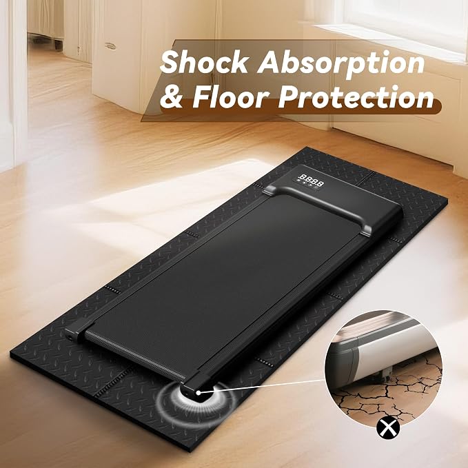 Walking Pad Mat for Carpet and Hardwood Floors, 0.25" Thick Foldable Treadmill Mat for Floor Protection, Non-Slip High Density for Bike, Elliptical, Home Gym Use