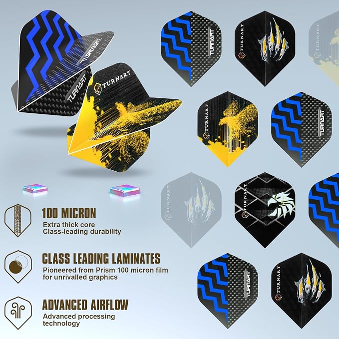 Turnart Darts Metal Tip Set - Steel Tip Darts Darts Set Professional Metal Darts 12 pcs 22/24 Grams Pro Dart Set with Stylish Case Aluminum Shafts Extra 9 Flights