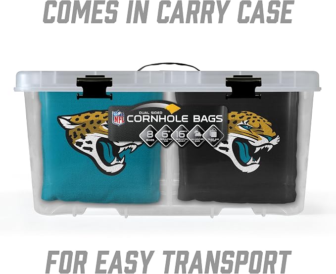 YouTheFan Officially-licensed NFL Set of 8 Cornhole Bags - All Weather Dual Sided Slide & Stop - regulation size