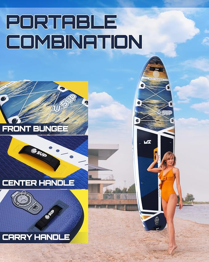 ESUP Extra Wide Inflatable Paddle Board 11’6" ×34/35" ，Super Stable Stand Up Paddleboards for 2 Person/Family/Large Size, Inflatable SUP with Paddle, Pump & Shoulder Strap