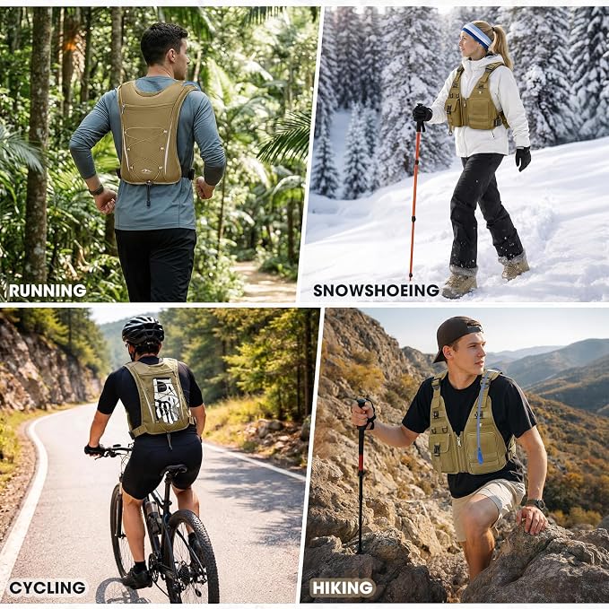 RAINSMORE Hydration Backpack with 2L Water Bladder, Lightweight Running Vest for Men Women, Adjustable Water Chest Pack for Hiking, Cycling, Marathon