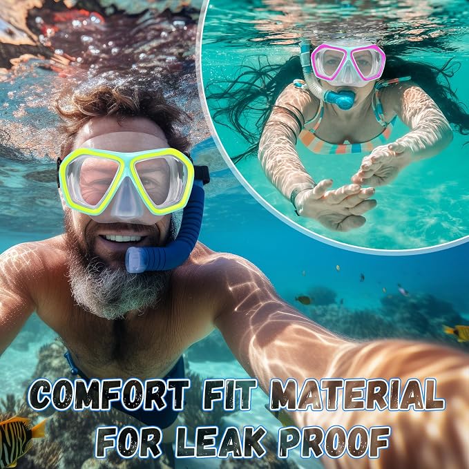 Fabbay 6 Pcs Adult Youth Swim Goggles with Nose Cover Elastic Strap Anti Fog Waterproof Snorkel Wide View Diving Swim Mask