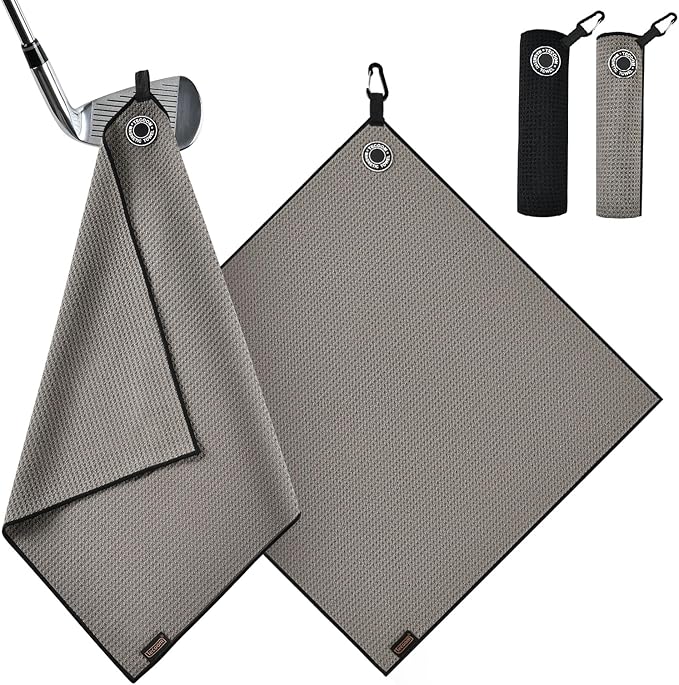 Tecoom Magnetic Golf Towel, Premium Ultra Absorbent Waffle Microfiber, Double-Stitched Edging, Strong Magnet for Golf Carts, Bags and Clubs, 18"x18" Portable Golf Accessories, Gift for Men Women