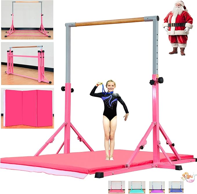 Marfula Gymnastic Bar For Kid and Teenage of 3-25, 5Ft/8 FT Base Length 4Ft Width 5Ft Adjust Height, Gymnastic Kip Bar For Gymnast, Gymnastic Training Equipment For Professional Training Home Club Use