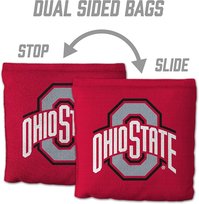 YouTheFan Officially-Licensed NCAA Set of 8 Cornhole Bags - All Weather Dual Sided Slide & Stop - Regulation Size with Carry case