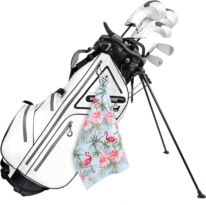 Golf Towel Gift for Golf Bags with Clip for Men & Women, Waffle Weave Microfiber Towel with Industrial Strength Clip Hook for Strong Hold to Golf Carts or Clubs, Set of 6