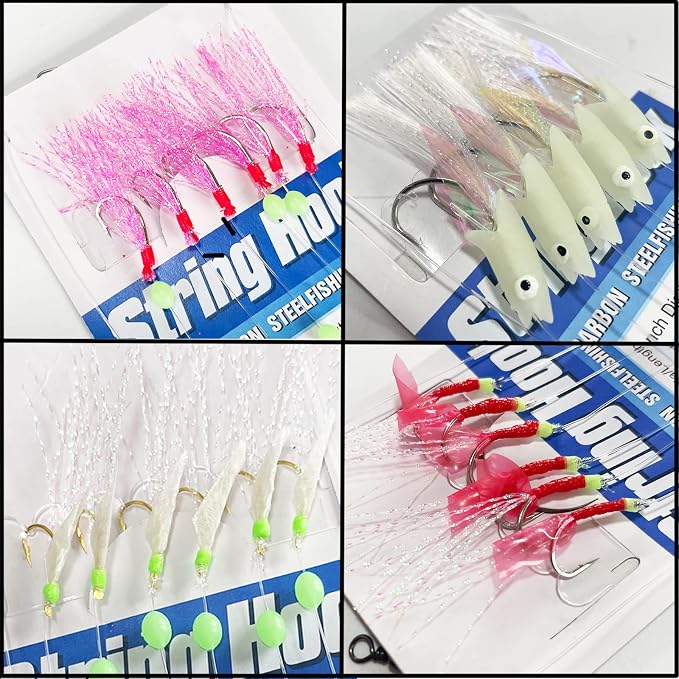 Sabiki Rigs,30 Packs Fishing Bait Rigs,Luminous Sabiki Rig with High Carbon Fishing Hooks,Glow Fishing Beads Fishing Rigs for Freshwater/Saltwater