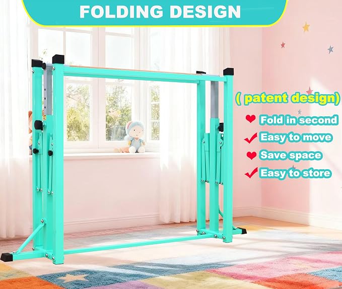 Marfula Gymnastic Bar For Kid and Teenage of 3-25, 5Ft/8 FT Base Length 4Ft Width 5Ft Adjust Height, Gymnastic Kip Bar For Gymnast, Gymnastic Training Equipment For Professional Training Home Club Use