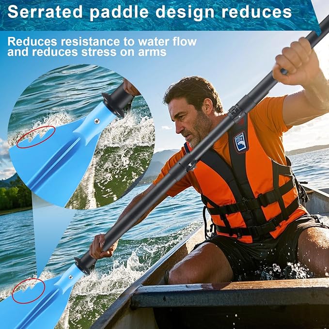 Kayak Paddles with Paddle Leash, Kayaking Oars 70in/178cm-97in/246cm Kayaking Canoeing Boating for Surfing Oar Fishing Lightweight Paddling Blades Kayak Paddles for Adults Heavy-Duty and Durable