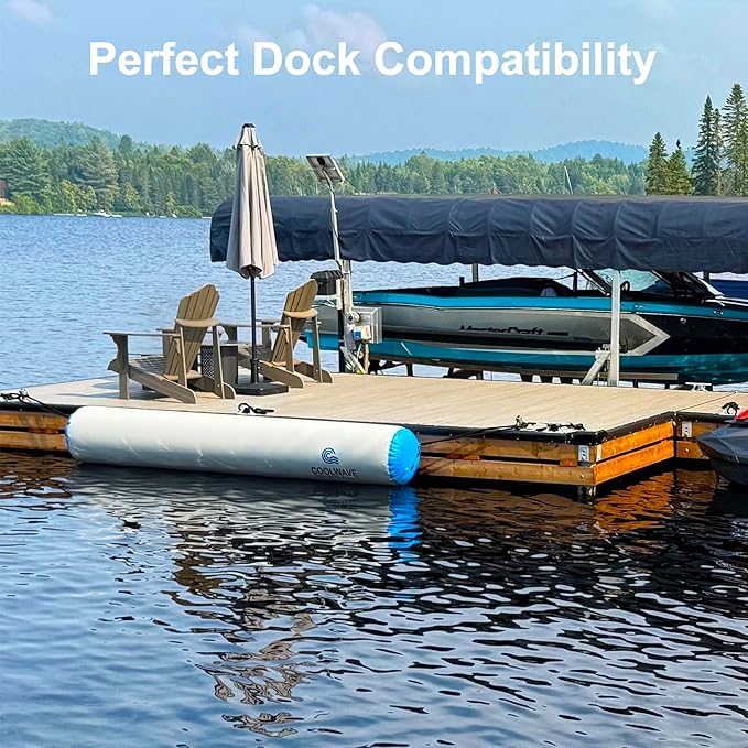 COOLWAVE 6FT/10FT Inflatable Boat Fenders, Upgraded Inflatable Boat Bumper for Docking, Heavy Duty Dock Fender with Storage Bag, Dock Bumper for Fishing Boats, Jet Skis, Yachts, 1Pack