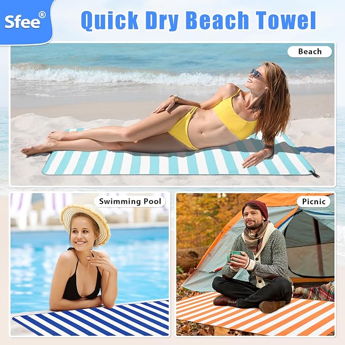Sfee 2 in 1 Microfiber Travel Towel, Quick Dry Towel Camping Towel Beach Towel Super Absorbent Compact Lightweight Sports Gym Towels Set for Gym, Hiking, Pool, Bath, Yoga (Small: 32''x16'')