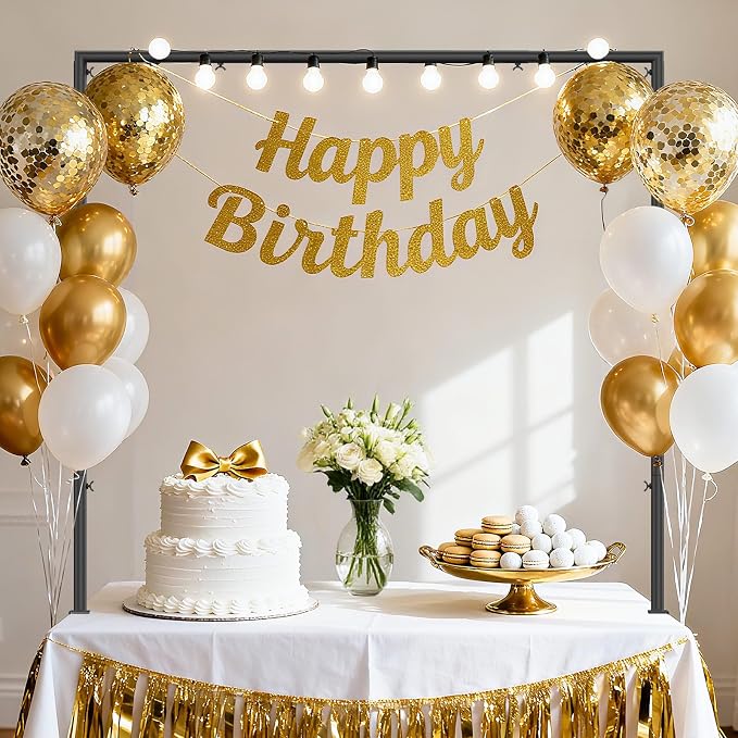 Over The Table Rod Stand with Clamps, Adjustable 32"-102'' Length 14"-56" Height Metal Black Table Arch Hanging for Wedding Birthday Party Halloween Christmas Anniversary