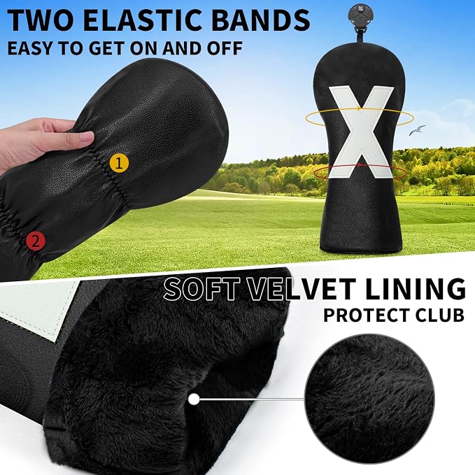 Premium Golf Head Covers - Golf Driver Head Covers, Protects Against Scratches and Damage, Specifically Designed for Fairway Woods.