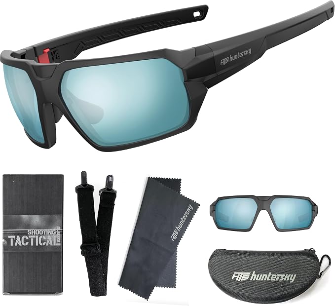 HTS HUNTERSKY Ballistic Tactical ANSI Z87.1+ Impact Protection Anti Fog Shooting Glasses Military Grade Airsoft Range