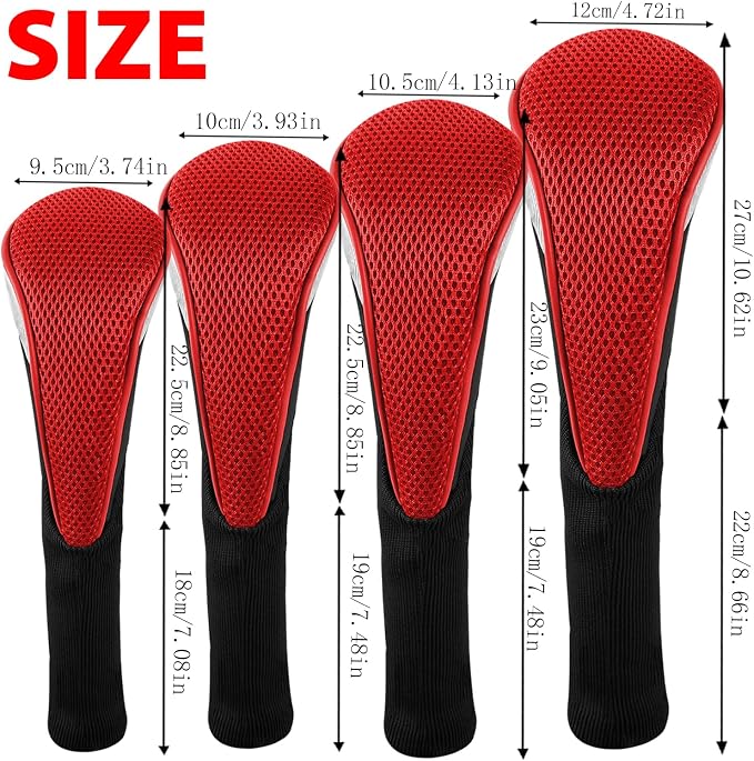 Andux 4pcs/Set Mesh Golf 460cc Driver Fairway Wood Club Head Covers Long Neck with No. Tags