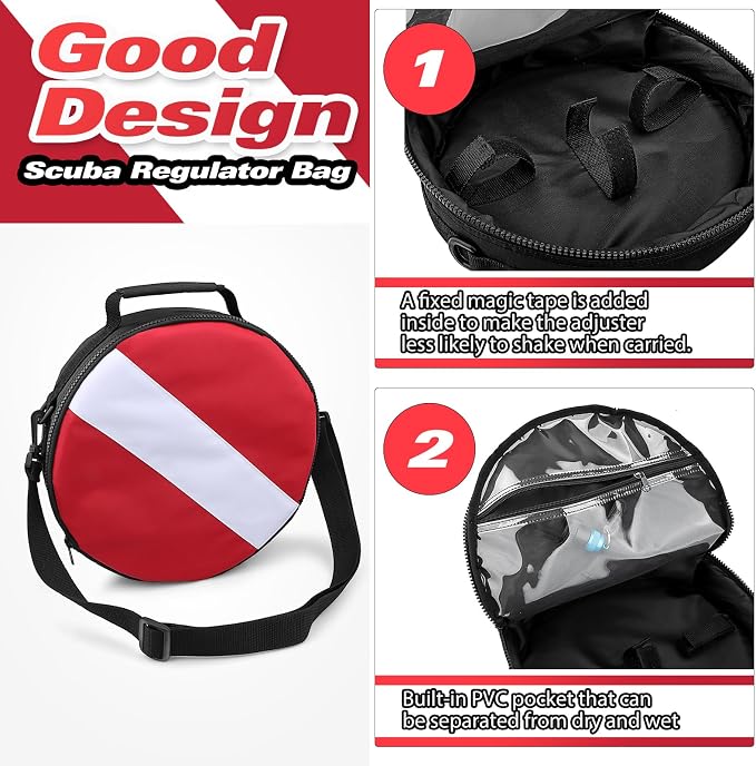 Portable Scuba Regulator Bag, Professional Diving Travel Bags Protective Gear Carry Handbag with Adjustable Shoulder Strap for Divers