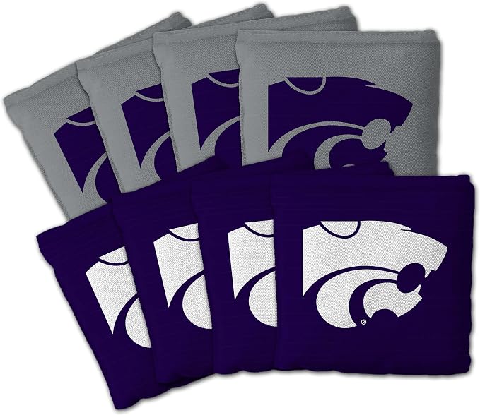 YouTheFan Officially-Licensed NCAA Set of 8 Cornhole Bags - All Weather Dual Sided Slide & Stop - Regulation Size with Carry case