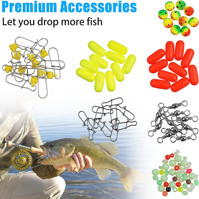 Surf Fishing Rig Tackle Kit,167PCS Saltwater Fishing Lures Surf Fishing Gear Fish Finder Rigs Pompano Floats Rig Pyramid Sinker Weight Fish Hooks Swivels Various Accessories