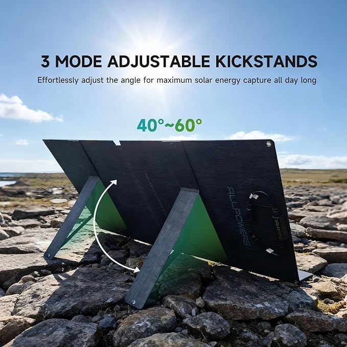 ALLPOWERS SOLAX SE100 100W Portable Solar Panel, High-Efficiency 23%-25% Monocrystalline Folding Solar Charger for Solar Generator, Camping&RV, 12V/24V Compatible, IP68 Waterproof