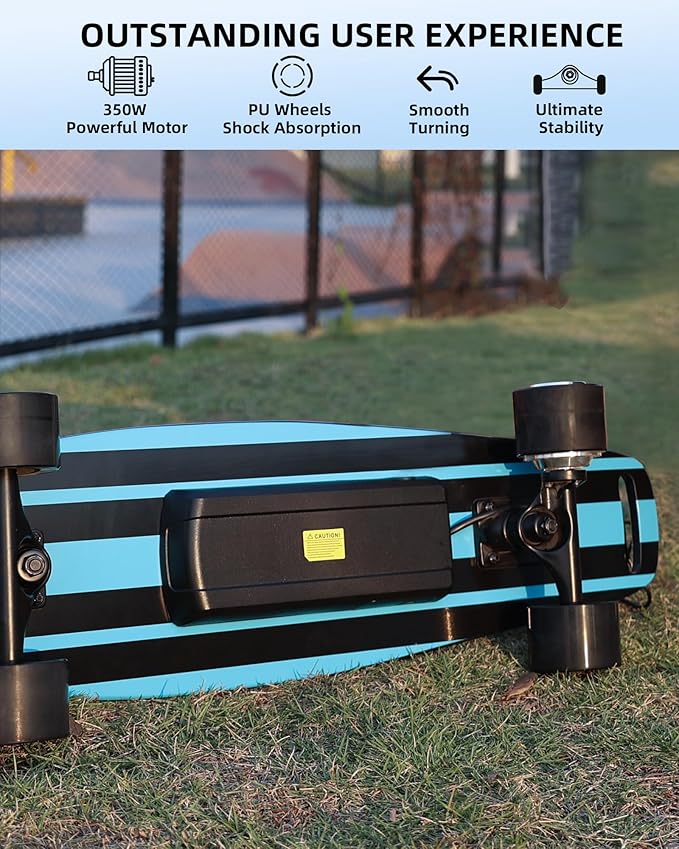 EBOSSOM Electric Skateboard with 350W Motor, 27" Eboard with Remote Control, 4 Modes Max 10Mph, 8 Layers Deck, Electric Skateboards for Beginners and Teens, ES6 SE