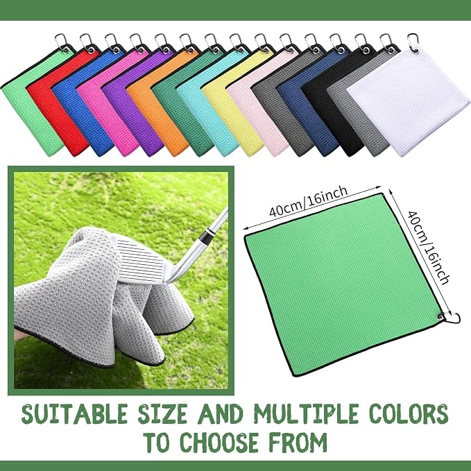 Batiyeer 30 Pcs Bulk Golf Towels for Golf Bags 16'' x 16'' Microfiber Fabric Golf Towel Waffle Pattern with Clip for Bags Men Mini Tournament Fitness Yoga Camping(Colorful)