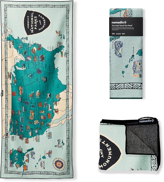 Nomadix Original Towel - National Parks- Perfect for Beach, Pool, Travel, Camping, Yoga - Made with Recycled Materials - Super Absorbent - Sand Resistant