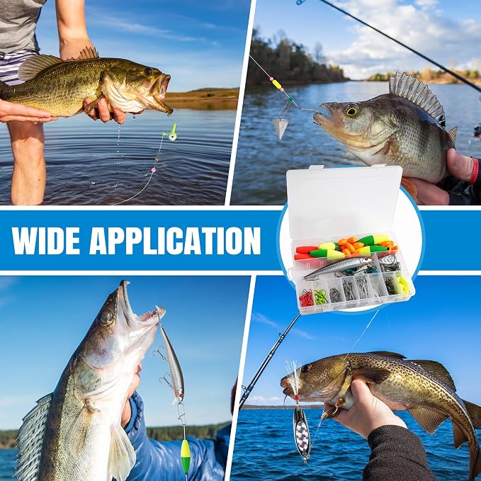 Surf Fishing Tackle Kit,187pcs Saltwater Fishing Gear Catfish Rig Pompano Rigs Fish Finder Rig Hard Bait Lures Circle Hook Sinker Leader Weights Barrel Swivel Duo Lock Snaps Ocean Tackle Accessories