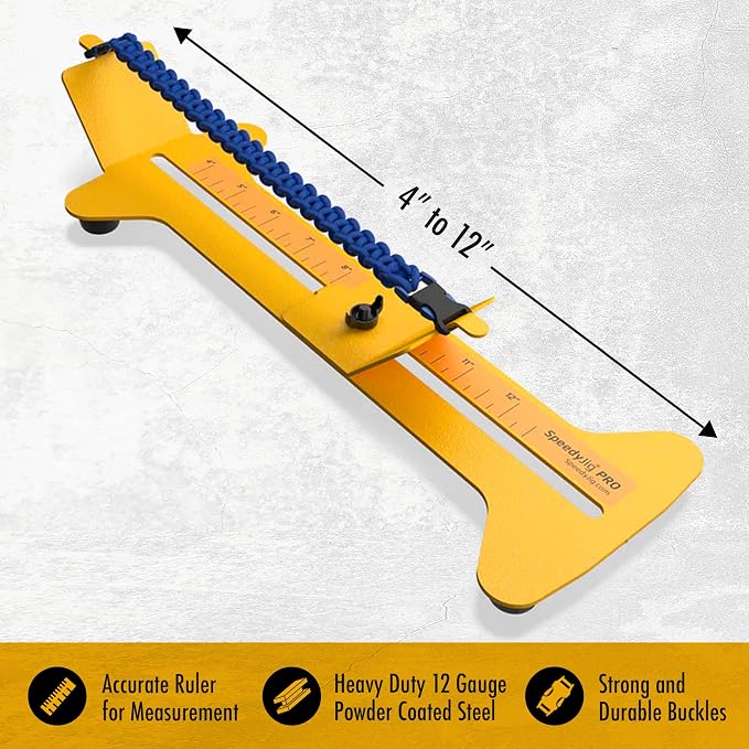 SpeedyJig PRO - Paracord Bracelet Kit and Jig | Easily Make Paracord Bracelets from 4" to Over 13" | Adjustable Steel Frame Made in The USA | Includes Free Paracord & Buckles