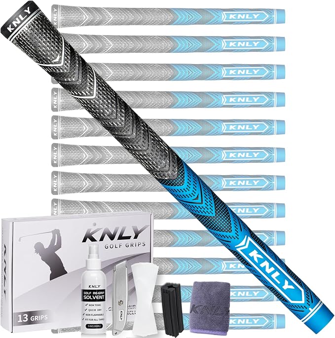KNLY Golf Grips Set of 13,High Feedback MultiCompound Golf Club Grips,13 Grips with 15 Tapes and 13 Grips with All Repair Kits for Choice.