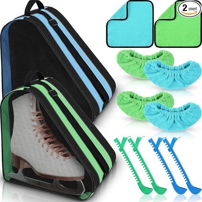 Liliful 8 Pcs Skate Guards Skate Blade Protector Covers Towel Ice Inline Bag Set Ice Guards for Adult Hockey Winter Supply