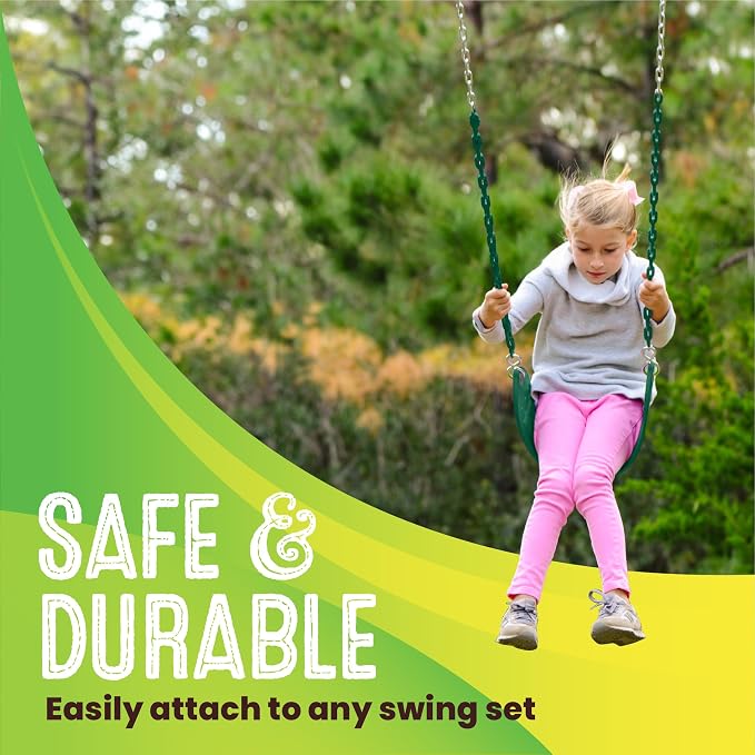 Swurfer Tree Outdoor Swing Set Swings – Playground Swing Seat Replacement, Swing Set Accessories, Easy Installation, Comfortable Heavy Duty Rubber Coated Chains, Weather Resistant, Ages 4 and Up