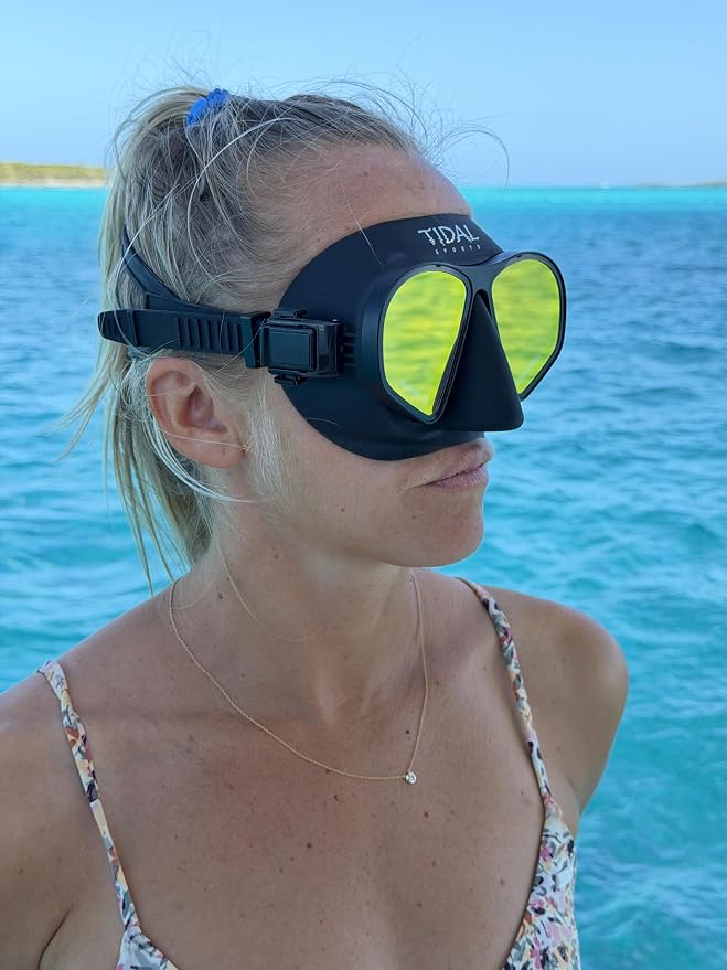 Tidal Freedive Mask - Aluma Pro with Advanced Anti-Fog Technology. Ultra Low Volume Mask for Freediving, Snorkeling and Scuba Diving. Tempered Glass Lens.