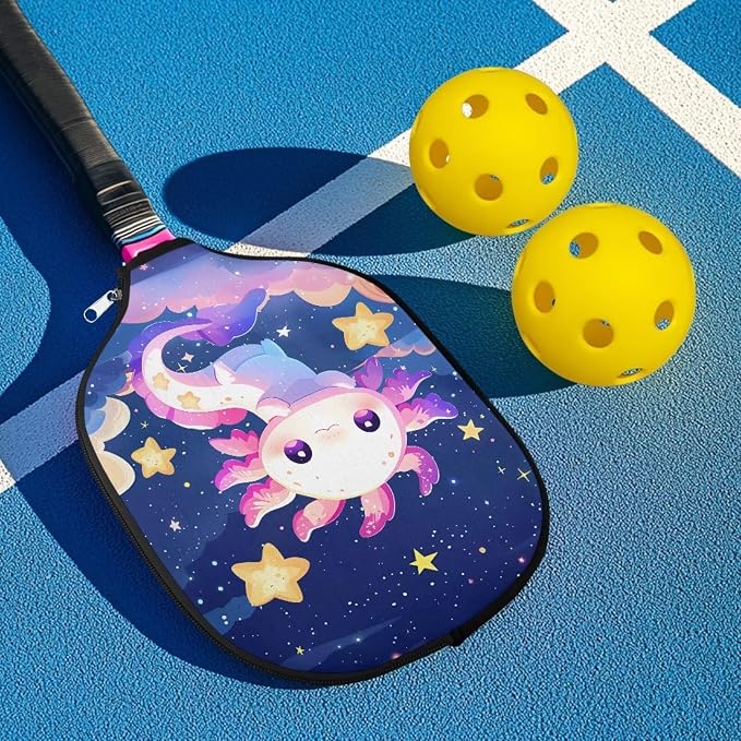 Axolotl Pickleball Paddle Covers 8.7 X 11.4 in 2 Pack Racket Sleeve Zippered Universal Pickle Ball Racket Cover Fits Most Paddle Travel Pickleball Paddle Case Gifts for Sports Lovers