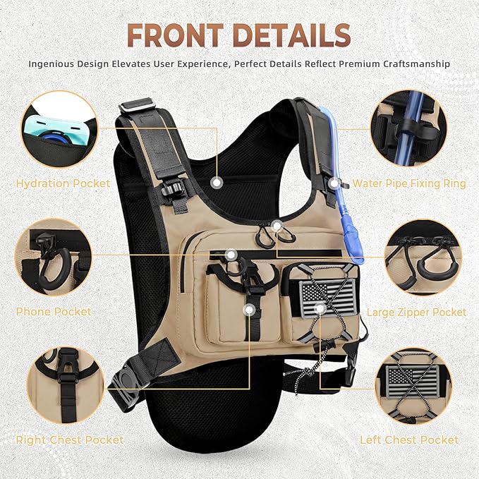 Criuage USA Patent Running Hydration Vest Backpack, Lightweight Chest Pack with 2.0L Water Bladder Bag Daypack for Hiking Running Cycling Race Marathon for Women Men