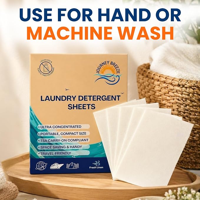 Travel Laundry Detergent Sheets Bundle – 50 Count Hand Wash + 20 Count Hand/Machine Wash Laundry Detergent Sheets for Sink Washing in Hotels, Cruises, Camping & Backpacking